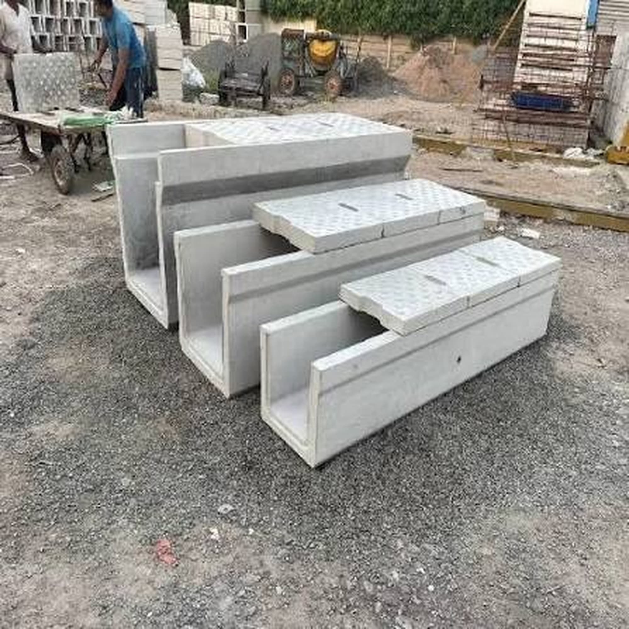 FT flume units stacked in the yard